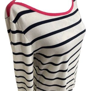 Banana Republic - Long sleeved crew neck top, blue and white striped pattern, XL
